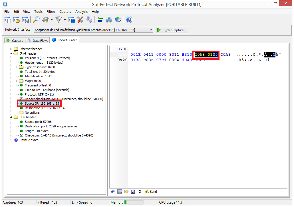 Modificar la dirección IP de origen en mensajes UDP con ...