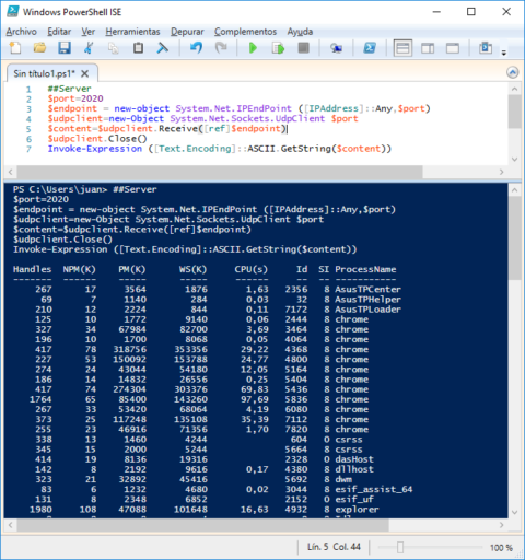 Ejecutar un cmdlet remotamente en un equipo utilizando sockets UDP ...