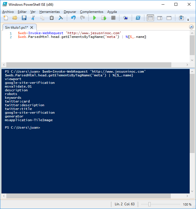 Mostrar las etiquetas meta del head de una página web con PowerShell ...