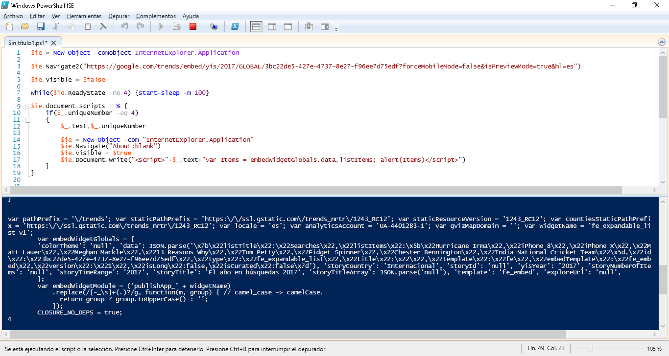 Mostrar las búsquedas de "El año en búsquedas 2017" mediante PowerShell ...