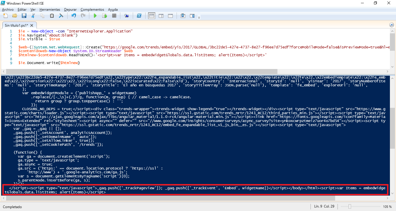 Mostrar las búsquedas de "El año en búsquedas 2017" mediante PowerShell ...