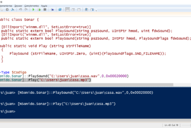 Reproducir un archivo de sonido WAV en el sistema operativo Windows llamado a la función PlaySound de la DLL winmm.dll