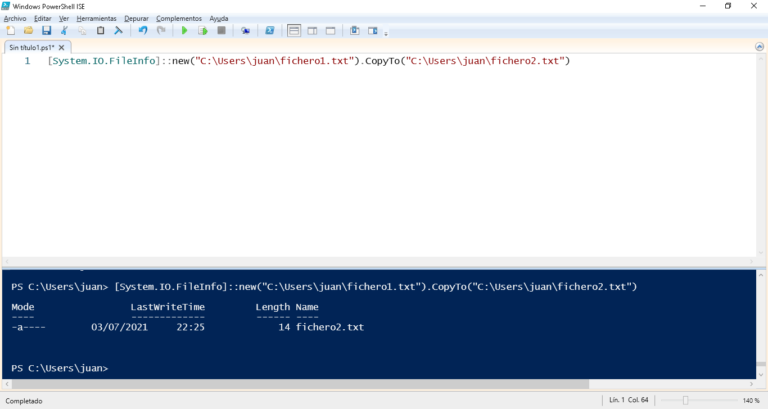 Copiar un fichero utilizando la clase FileInfo desde PowerShell ...