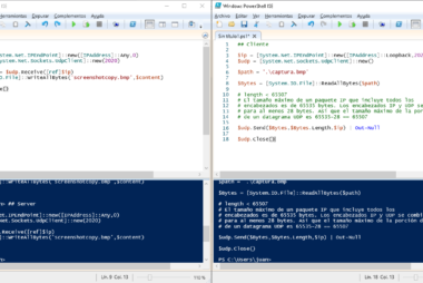 Enviar una imagen entre un cliente y un servidor utilizando el protocolo UDP desde PowerShell