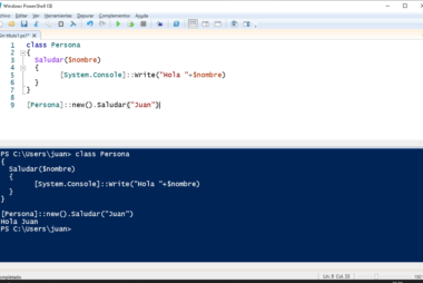 Crear una clase con un método en PowerShell que a su vez utilice la clase Console del espacio de nombres System