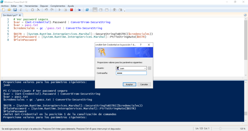 Usar ConvertFrom-SecureString para convertir una cadena segura (System ...