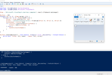 Ver los colores que componen una imagen del portapales en PowerShell