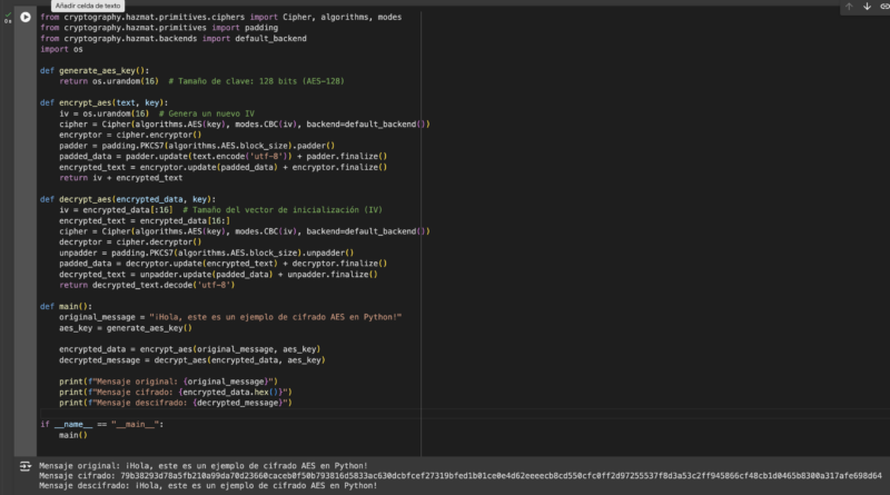 Cifrado simétrico AES (Advanced Encryption Standard) en Python ...