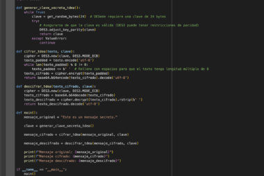 Cifrado simétrico TDEA (Triple Data Encryption Algorithm) en Python