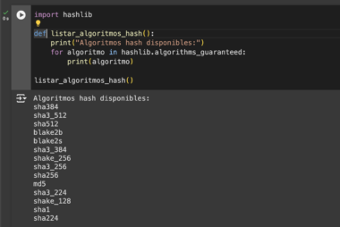 Listado de algoritmos hash disponibles en Python