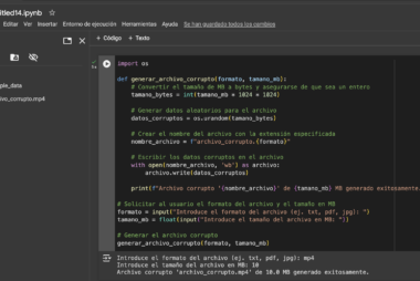 Script en Python que permite al usuario especificar el formato y el tamaño para generar un archivo corrupto