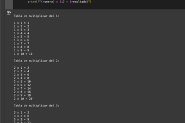 Tabla de multiplicar en Python